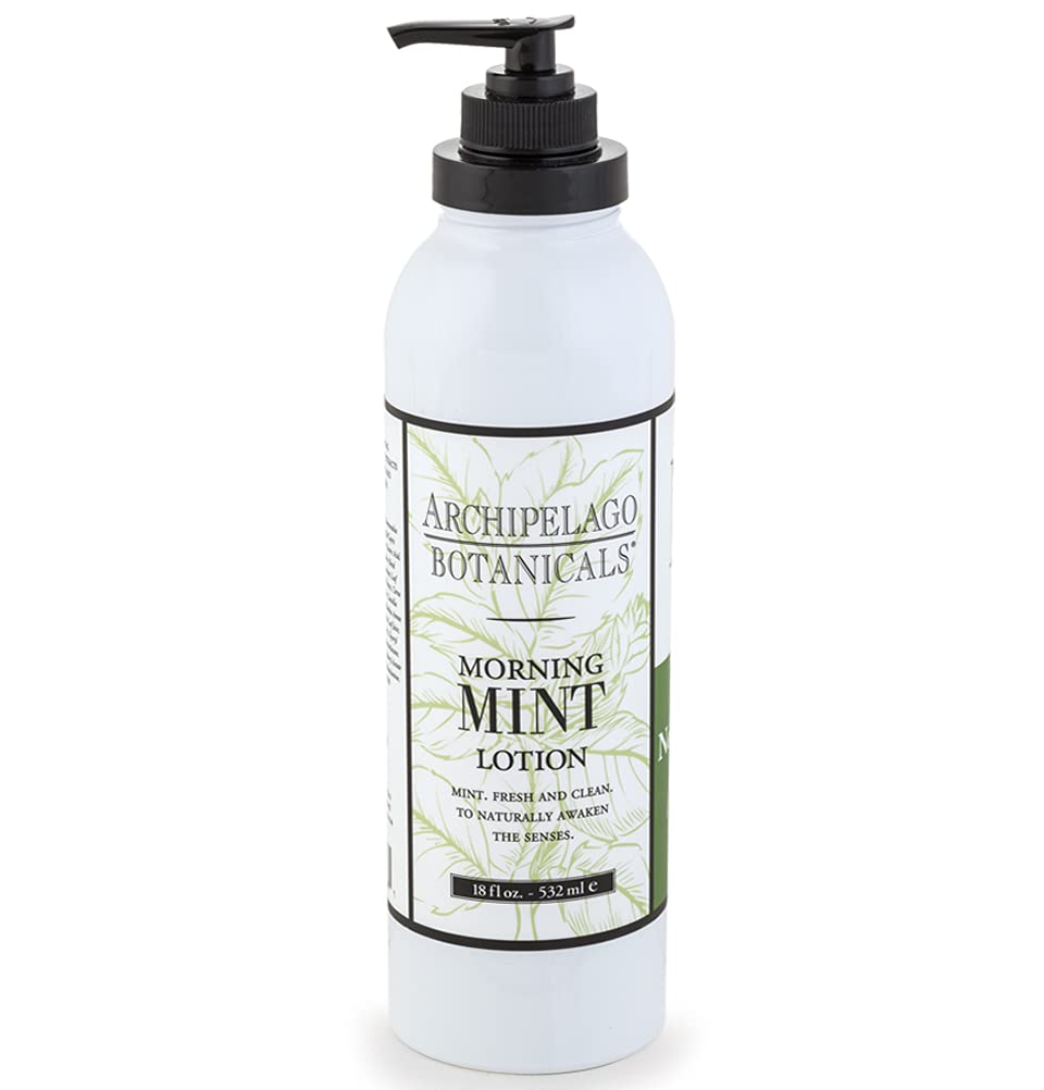 Archipelago Botanicals Morning Mint Lotion bottle shows non-greasy hydration for everyday use