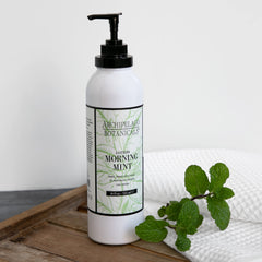 Archipelago Botanicals Morning Mint Lotion texture shows light, non-greasy formula ideal after shower