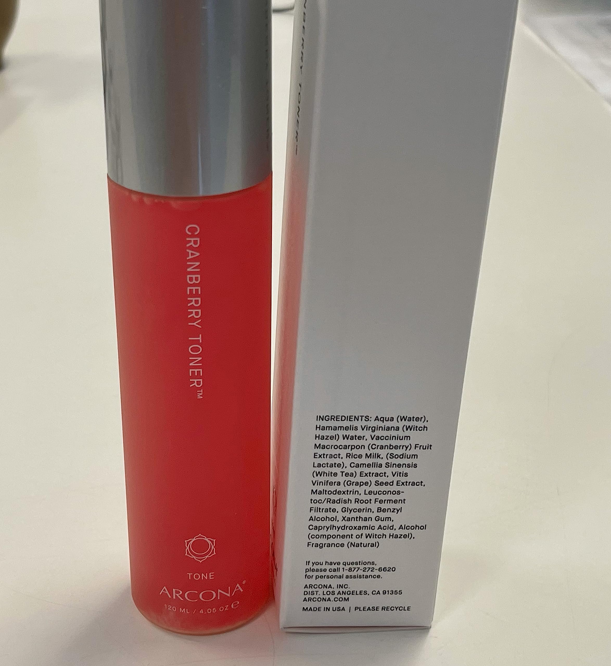 ARCONA Cranberry Extract and Rice Toner bottle shown from angles