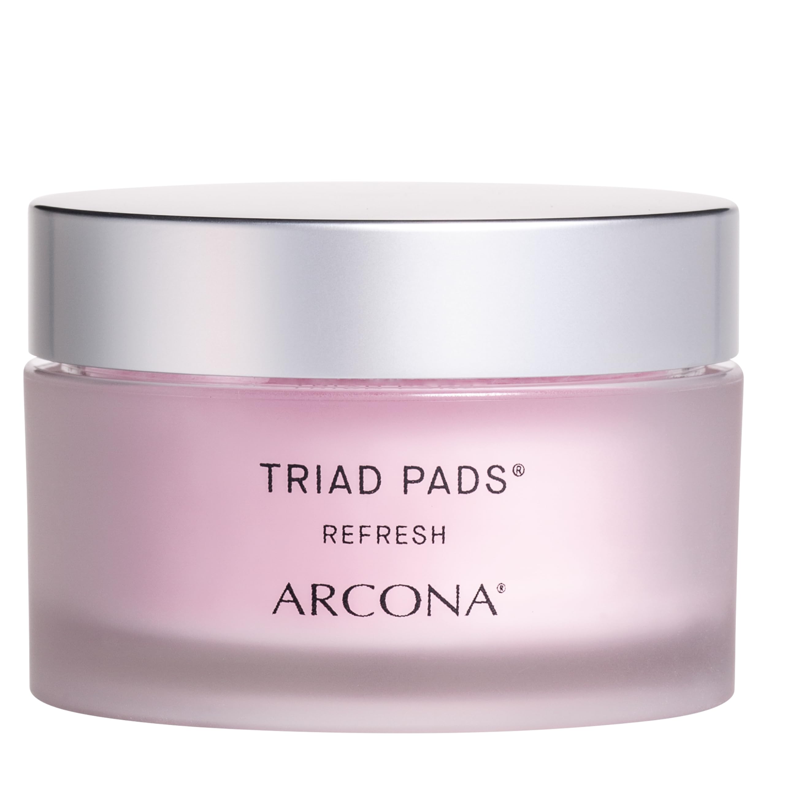 ARCONA Triad Pads bottle closeup highlights brightening and hydration.