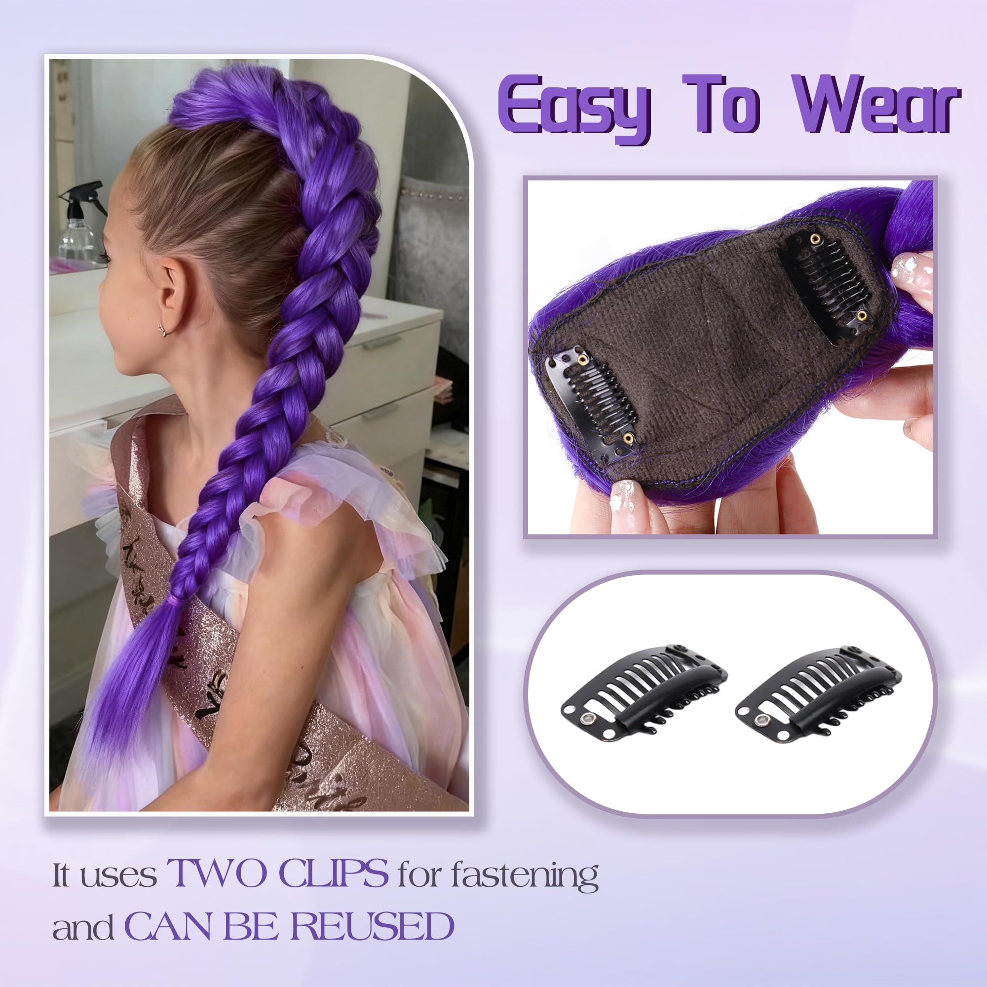 Arcpor purple braid extensions with soft, human-hair-like fibers for comfortable wear