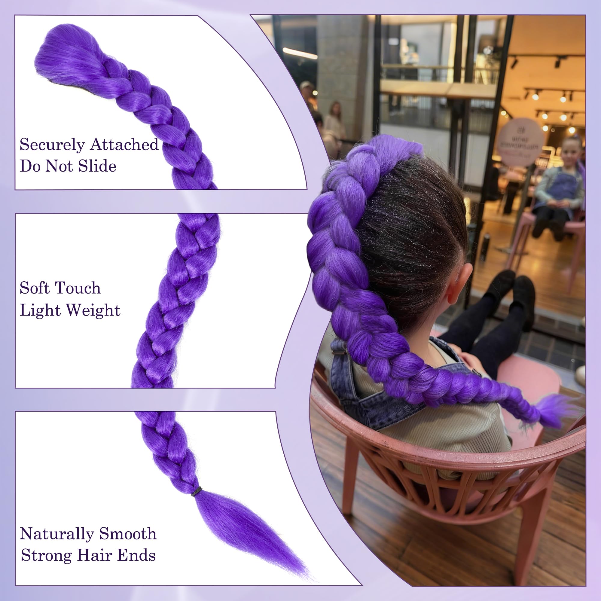 Arcpor stage-performance purple braids provide secure light-weight styling