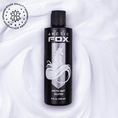 ARCTIC FOX Arctic Mist diluter swatches show expert shade testing for precise color planning.