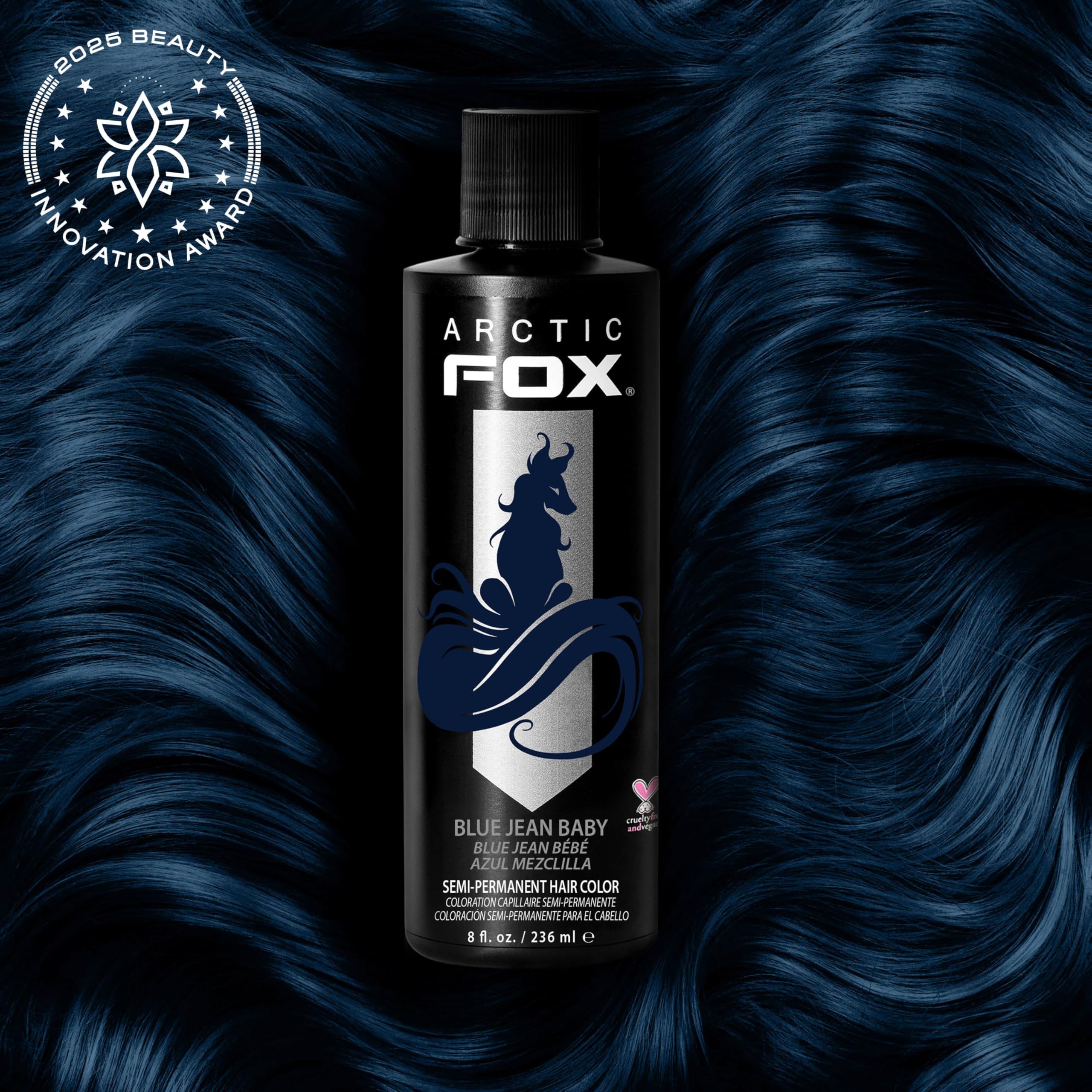 ARCTIC FOX Blue Jean Baby packaging close-up highlighting vegan formula