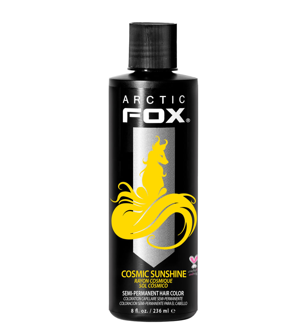 ARCTIC FOX Cosmic Sunshine bottle front showing vibrant yellow dye for bold color