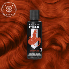 Arctic Fox Ginger Flare swatches reveal true orange on blondes and cayenne on darker hair.