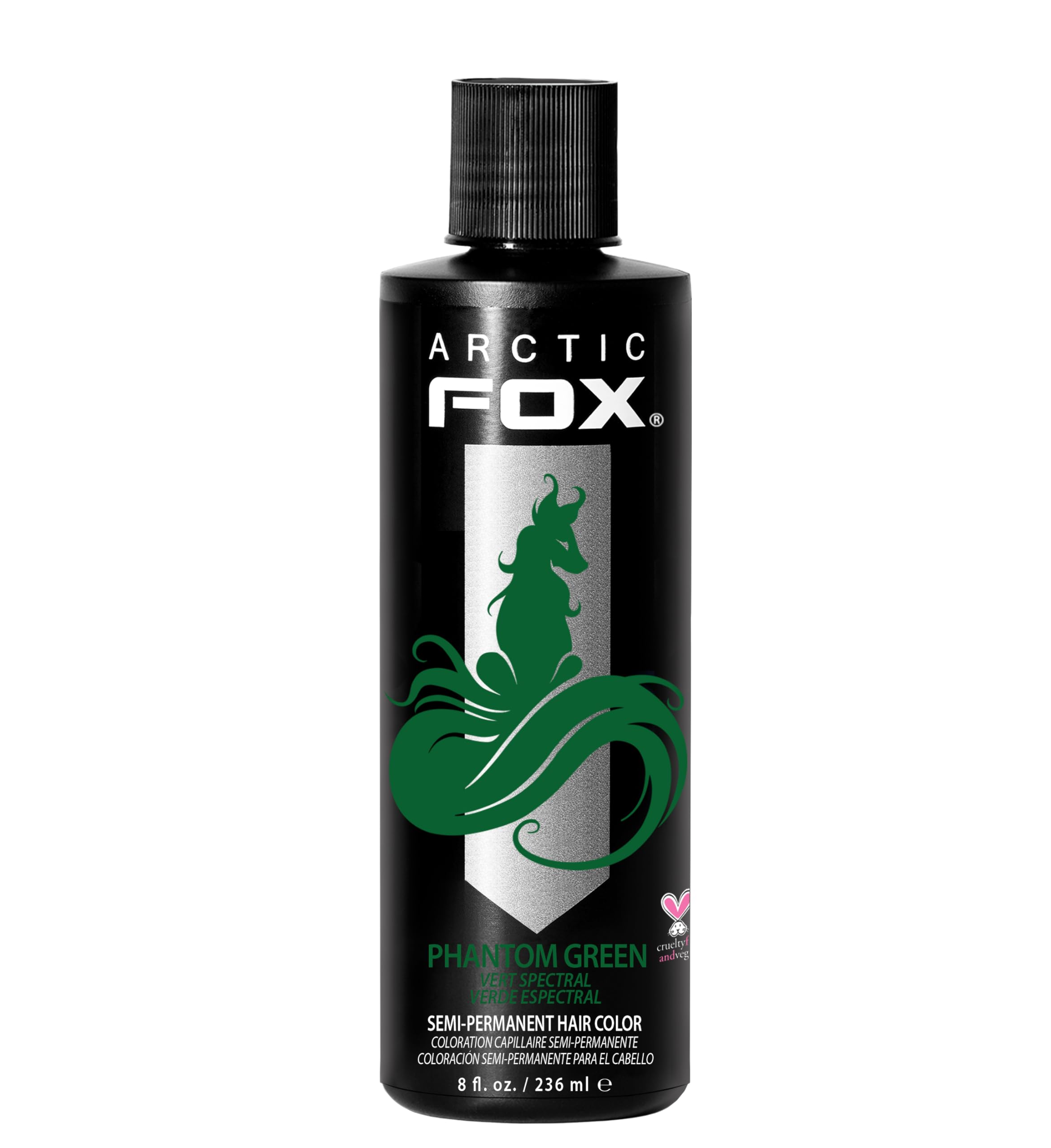 ARCTIC FOX Phantom Green bottle showcases vibrant color with vegan, gentle formula