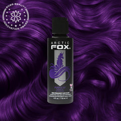 Arctic Fox Purple AF application on hair demonstrates bold color progress and even coverage.
