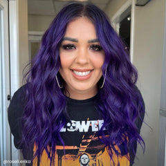 ARCTIC FOX Purple AF finished look on light hair for bold results.