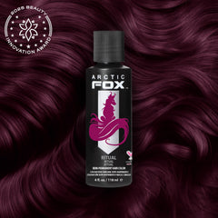 Arctic Fox Ritual burgundy swatch demonstrates jewel-toned color on light hair.