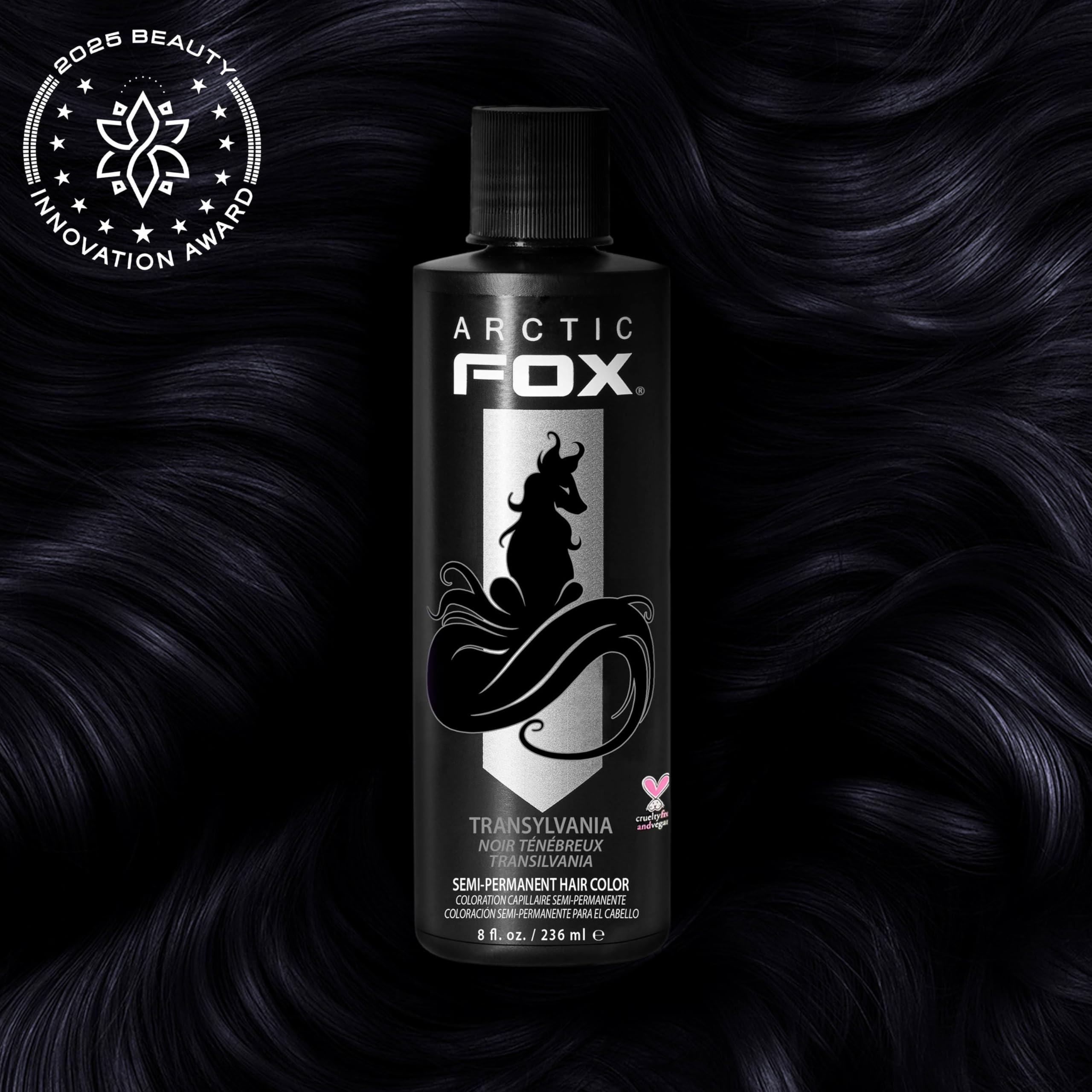 ARCTIC FOX Transylvania color-mix-drops demonstrates icy blue hue creation.