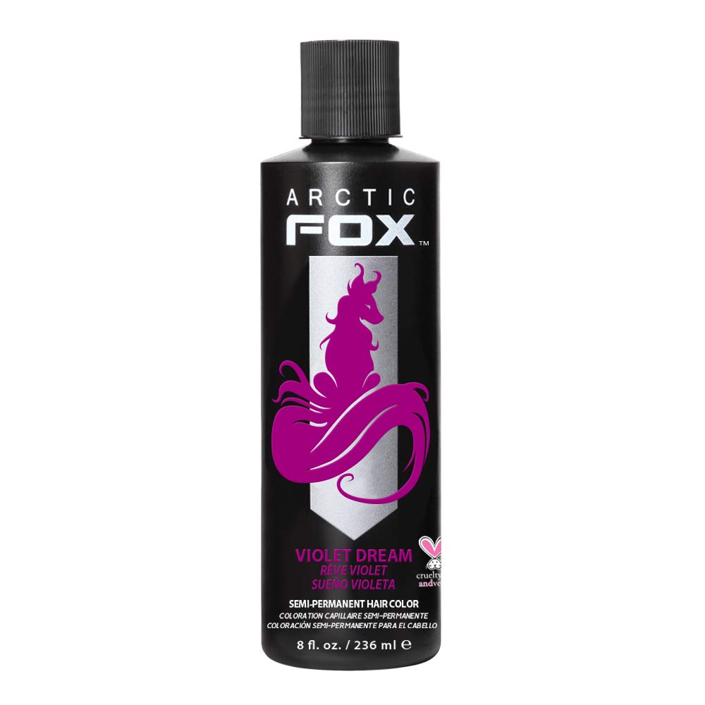 Arctic Fox Violet Dream bottle close-up showing vegan dye for vibrant color
