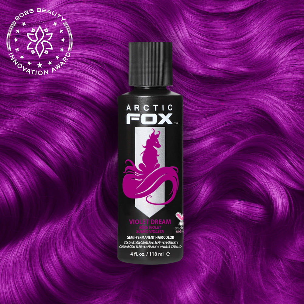 ARCTIC FOX Violeta Sueño: aplicación en el cabello para acabado uniforme y vibrante.