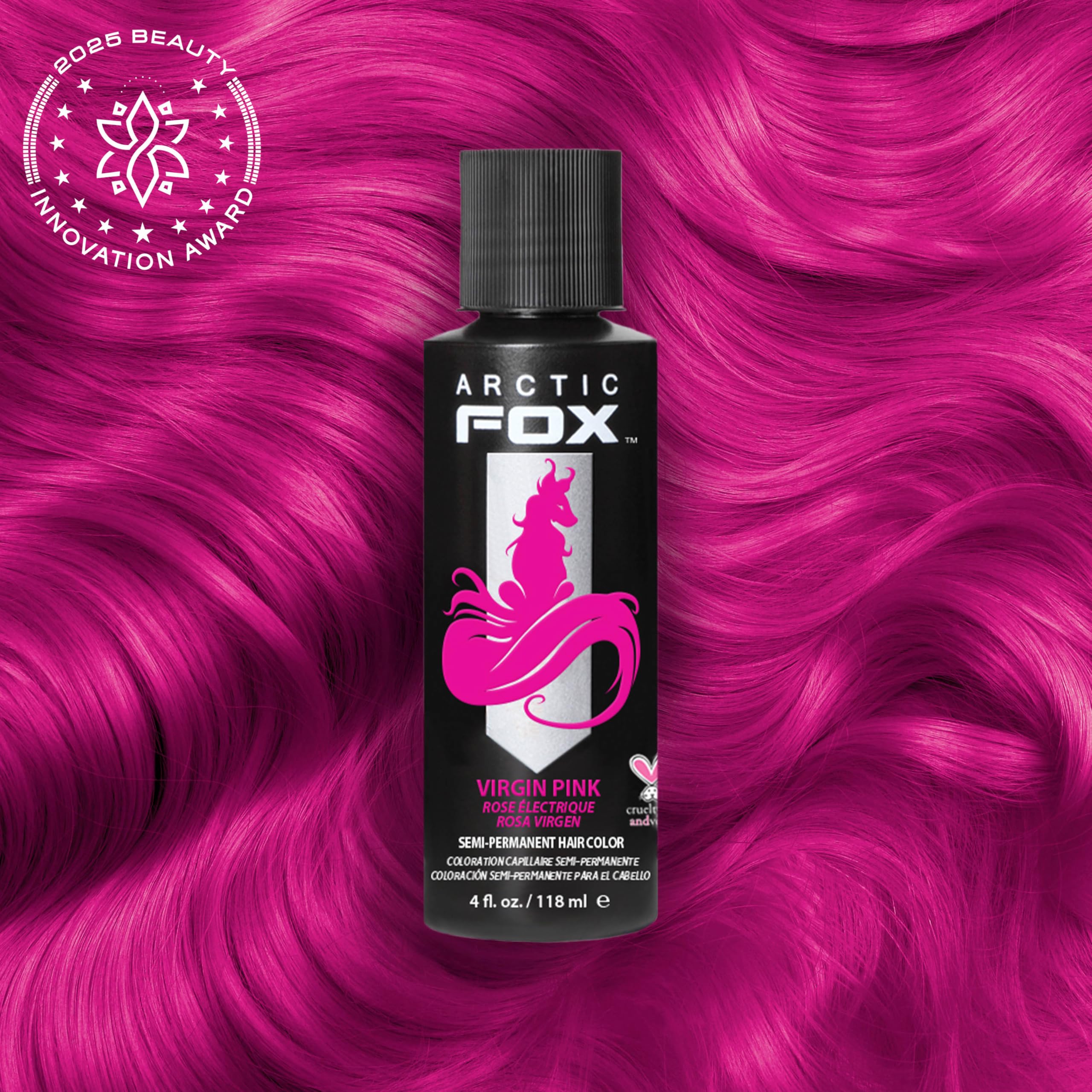 ARCTIC FOX Virgin Pink on hair displays bright magenta effect