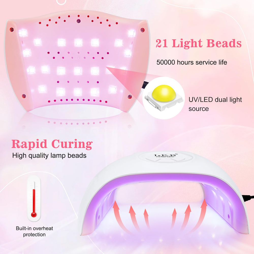 ARCWEISSO UV Nail Lamp using 21 LEDs ensures even curing across nails.