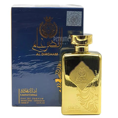Ard al Zaafaran Al Dirgham limited edition bottle closeup, premium luxury aura for evenings.