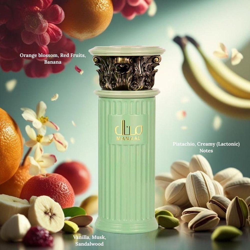 Manaal perfume spray nozzle close-up showing fine mist for lasting wear