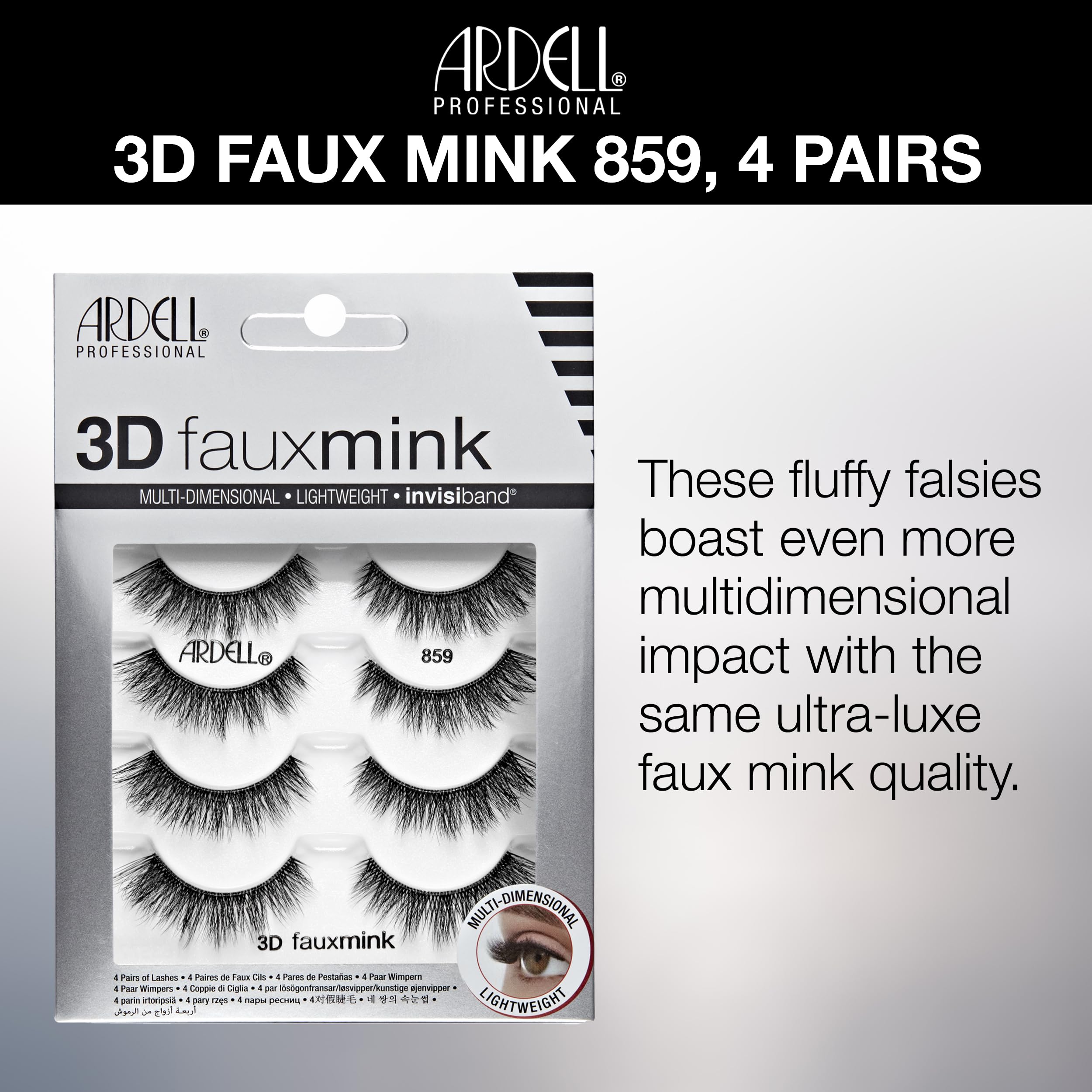 Ardell 3D Faux Mink Lashes demi wisps flared design adds eye-opening drama.