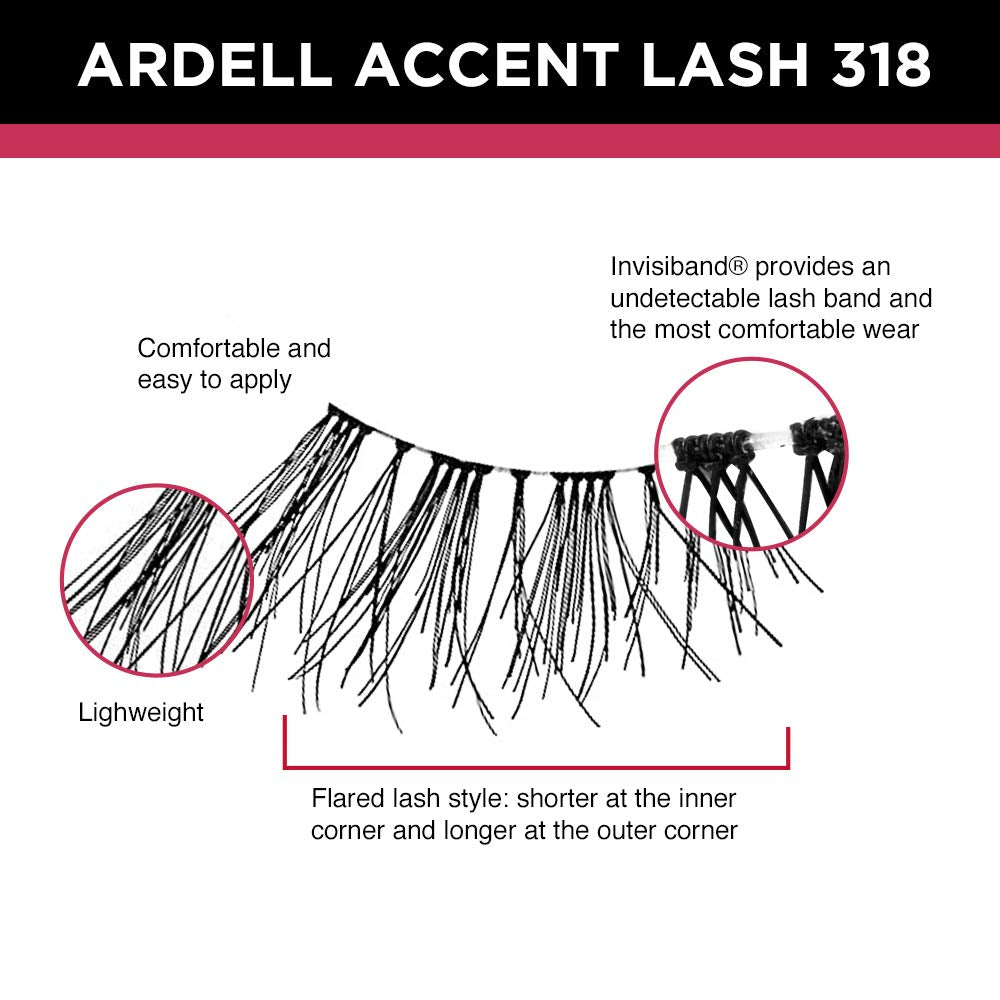 Ardell Accent Half Lashes 318 wispy finish adding soft length at outer corner