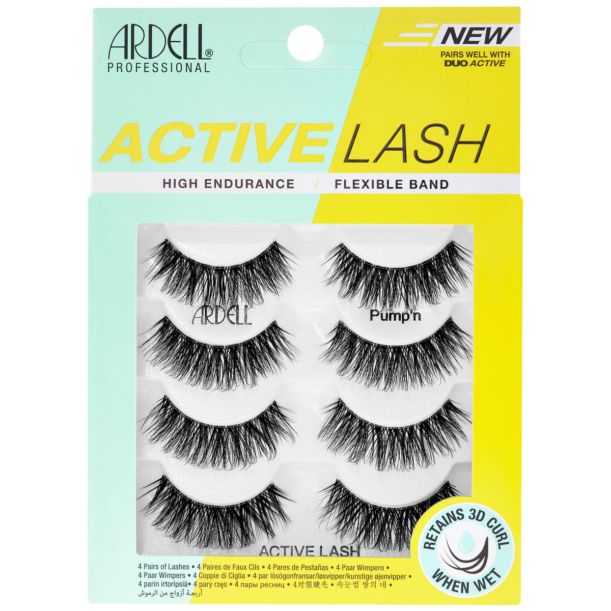 Ardell Active Lash Pump’n pack features lightweight strip lashes for comfortable all-day wear.