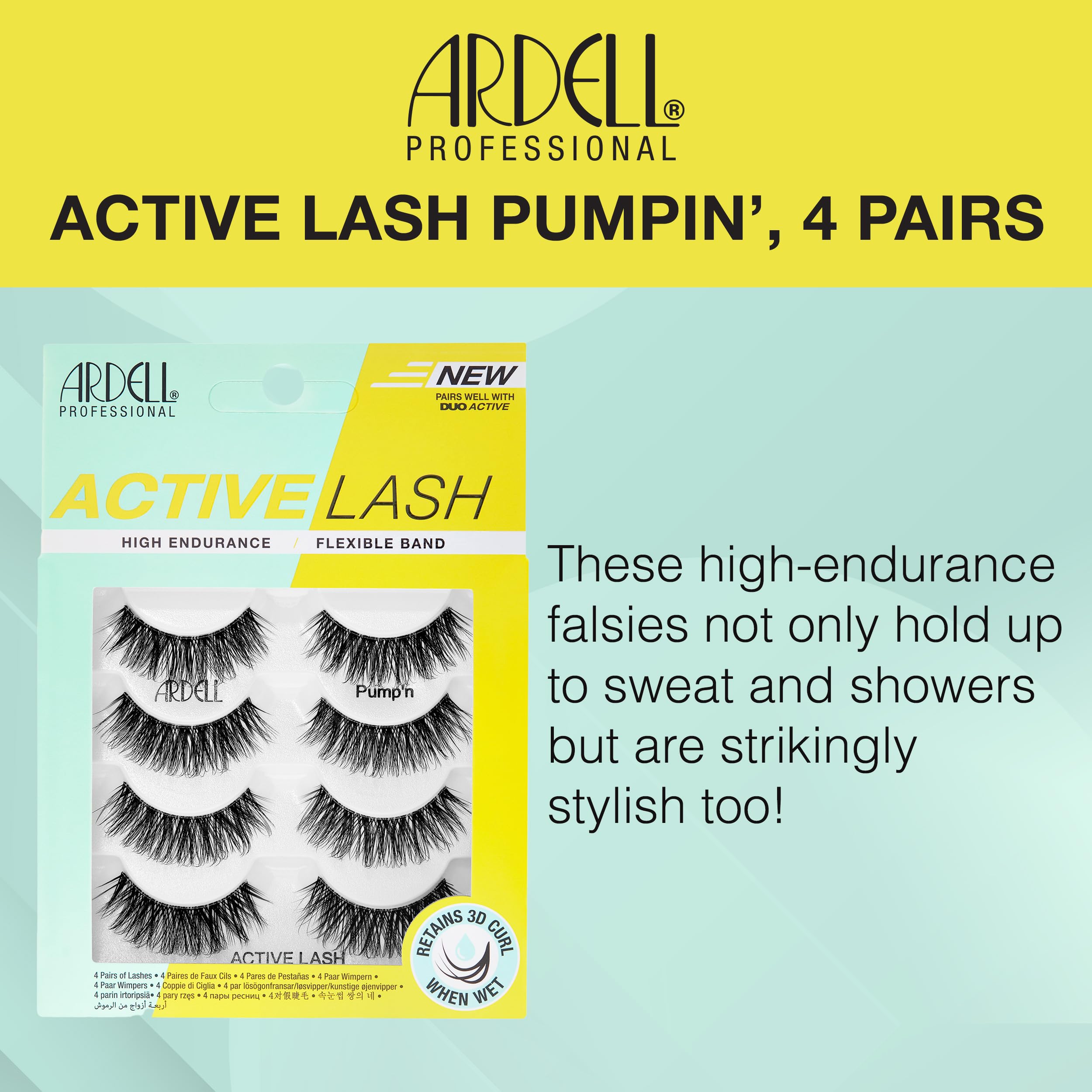 Ardell Active Lash sweat-proof lashes stay put through workouts and heat.