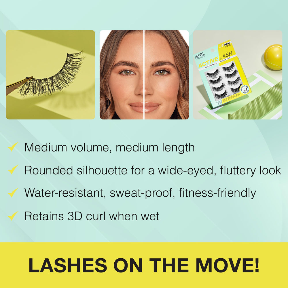 Ardell Active Lash water-resistant band keeps lashes secure through rain or sweat.
