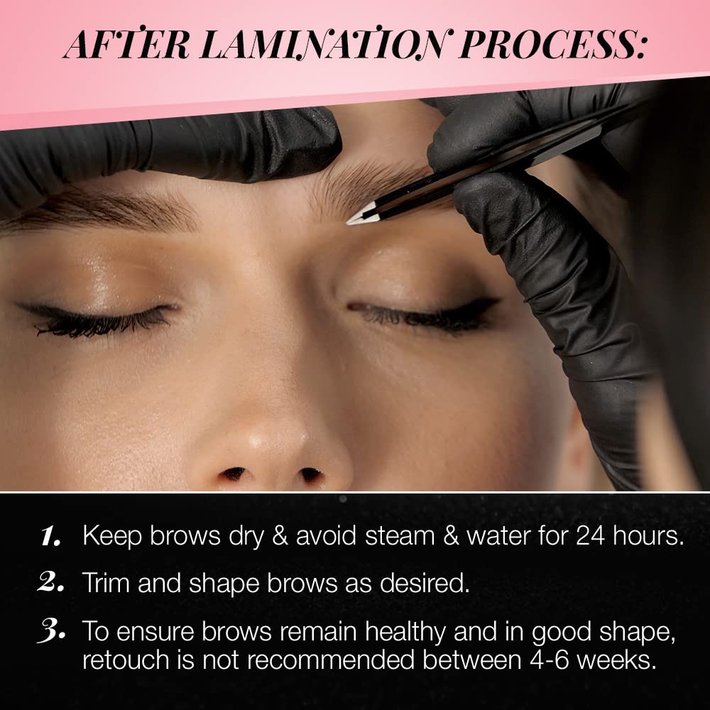 Ardell Brow Lamination Kit in use shows step by step brow lamination process