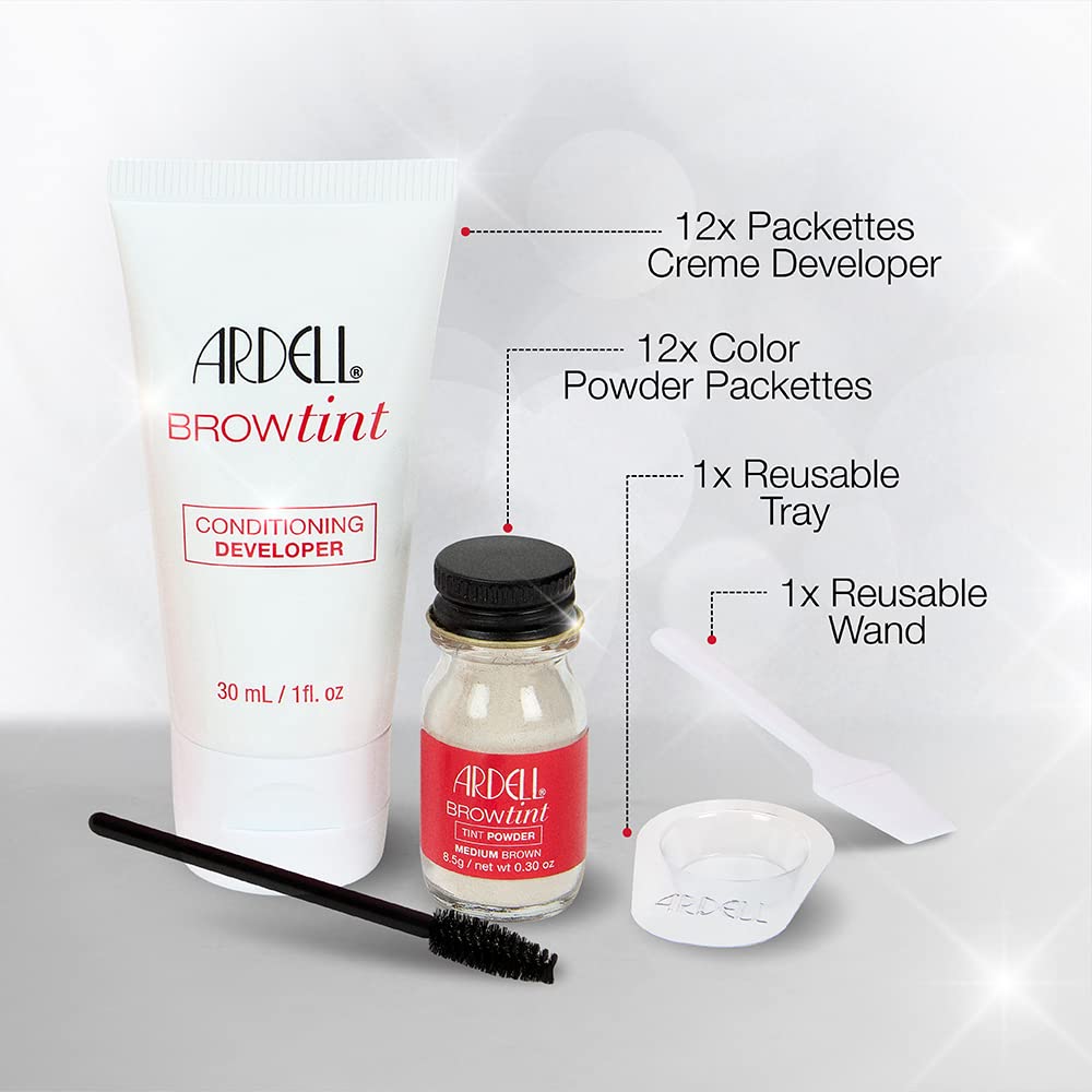 Ardell kit tinte cejas con spoolie reutilizable para retoques.