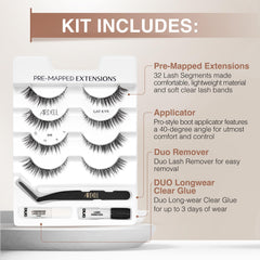 Ardell cat-eye design lashes highlighting outer corner elongation for a lifted look.