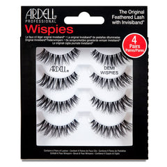 Ardell Demi Wispies Black lashes in a 4-pair pack for natural, fluttery eye definition.