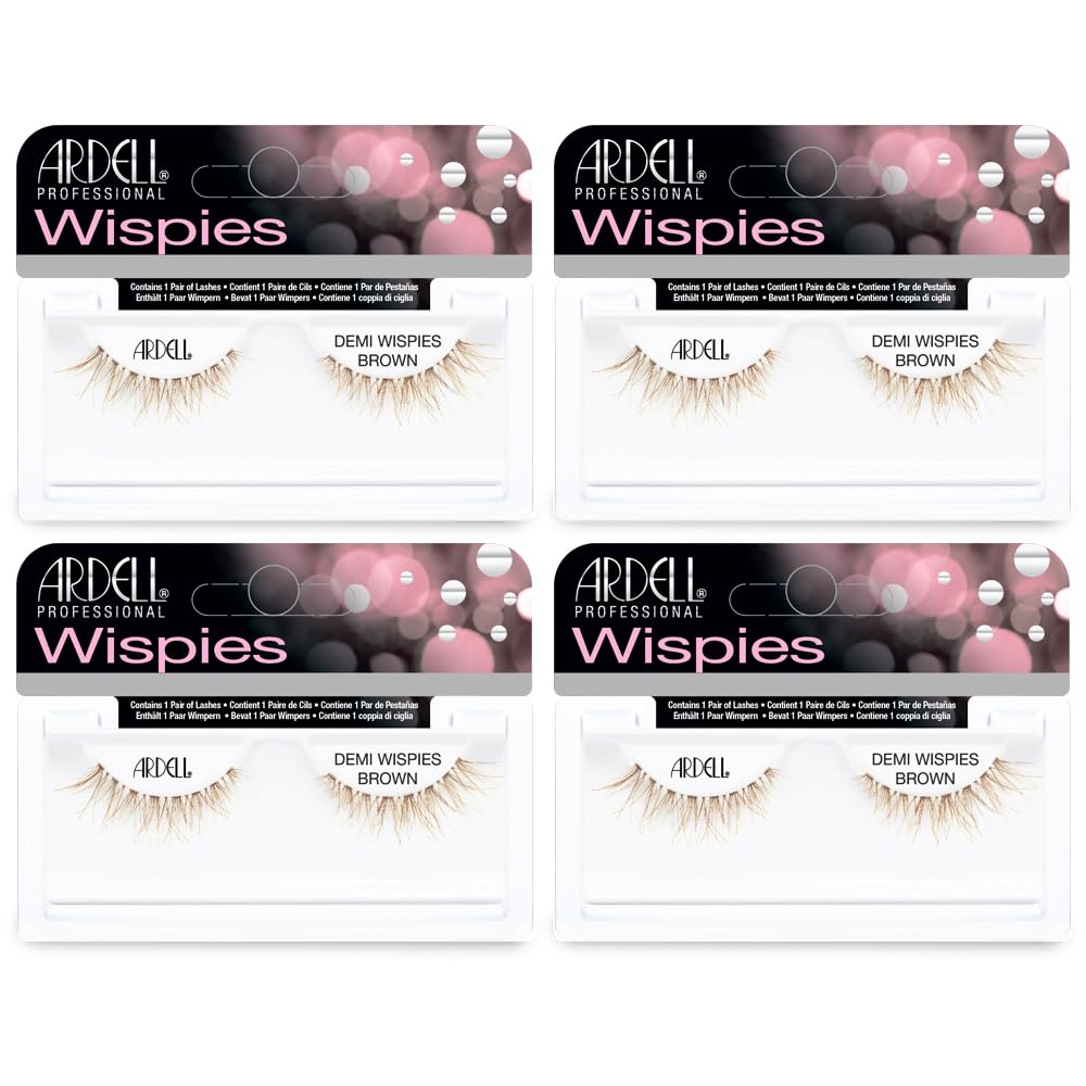 Ardell Demi Wispies Brown packaging shows a four-pack for easy daily wear.