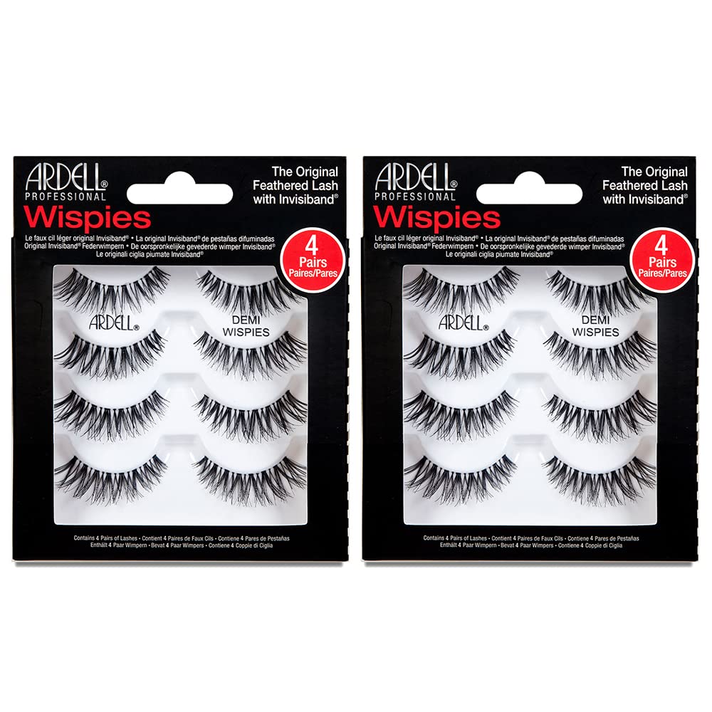 Ardell Demi Wispies lashes close-up showing dramatic fullness and wispy texture.