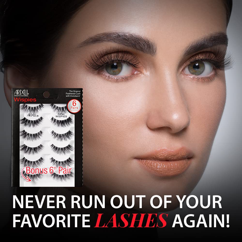 Ardell Demi Wispies lashes strip with flared style creates eye-opening outer corners.