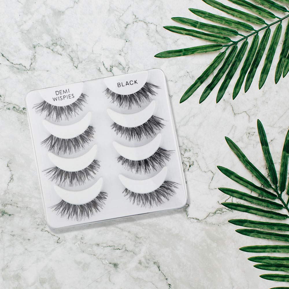 Ardell Demi Wispies natural-look lashes creating defined, soft lash line.