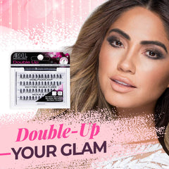 Ardell Double Up Medium Black Individuals application image highlights easy placement and reusable design.