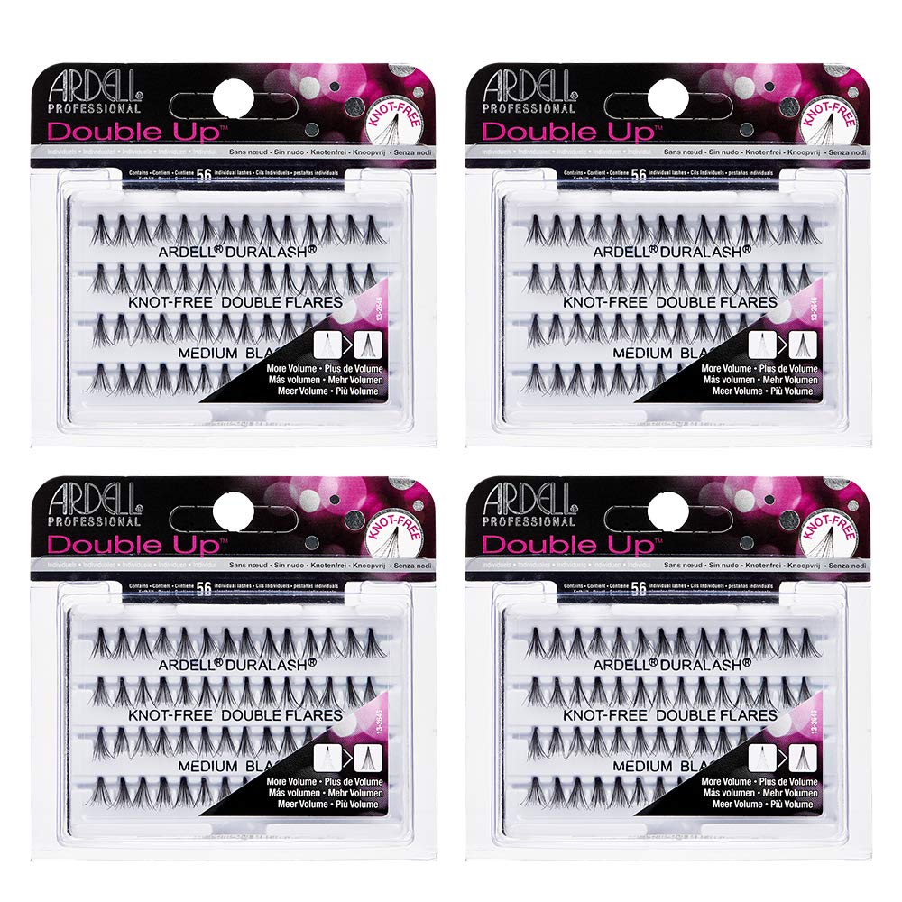 Ardell Double Up Medium Black Individuals packaging shows premium knot-free lash clusters for effortless glam.