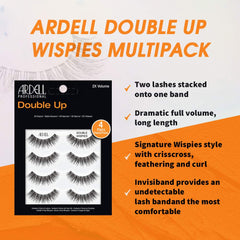 Ardell Double Up Wispies closeup-lash-band highlights invisible lash band for seamless wear.