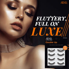 Ardell Double Up Wispies pack-side reveals a natural strip with high-impact drama.