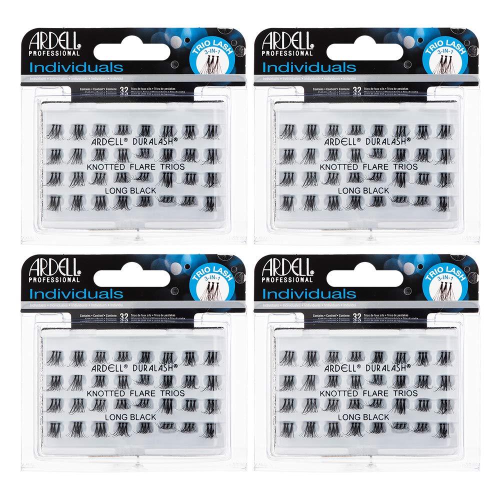 Ardell false eyelashes Trios Long Black pack, front view, ready for versatile lash looks.