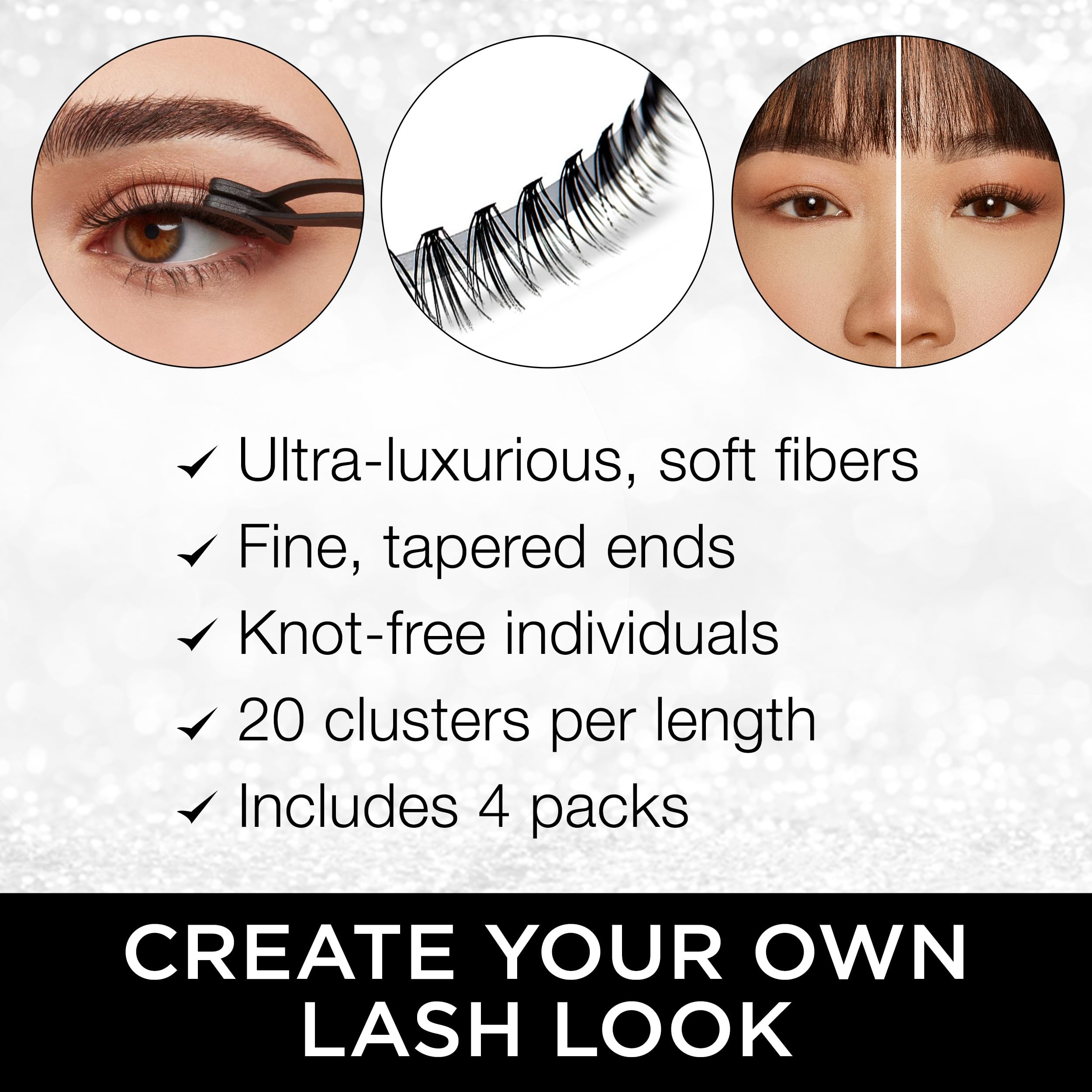 Ardell DIY lash clusters being applied to demonstrate light-weight volume.