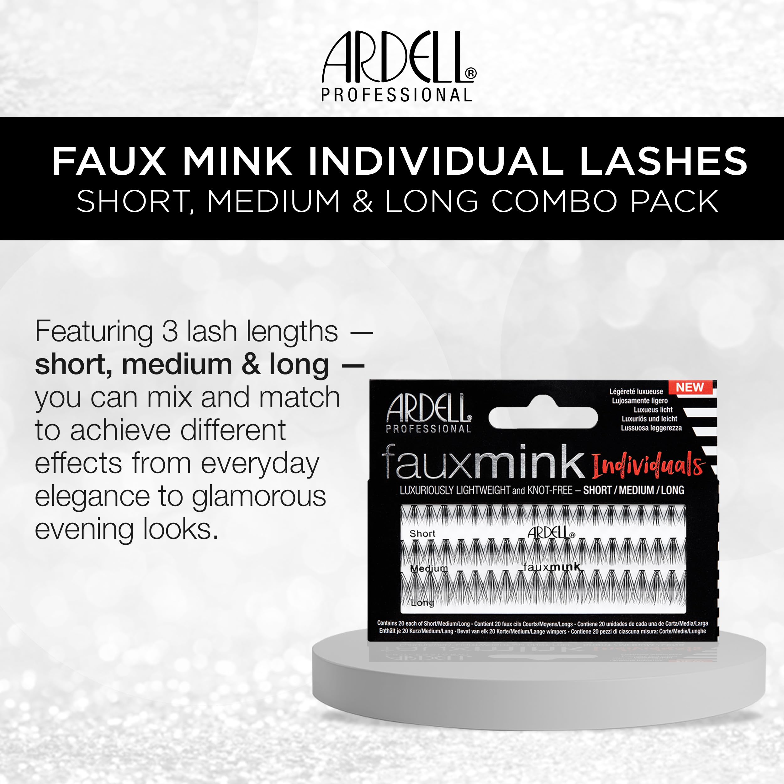 Ardell Faux Mink DIY Lash Clusters arranged by length for precise layering.