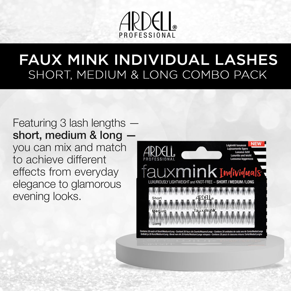 Ardell Faux Mink DIY Lash Clusters arranged by length for precise layering.