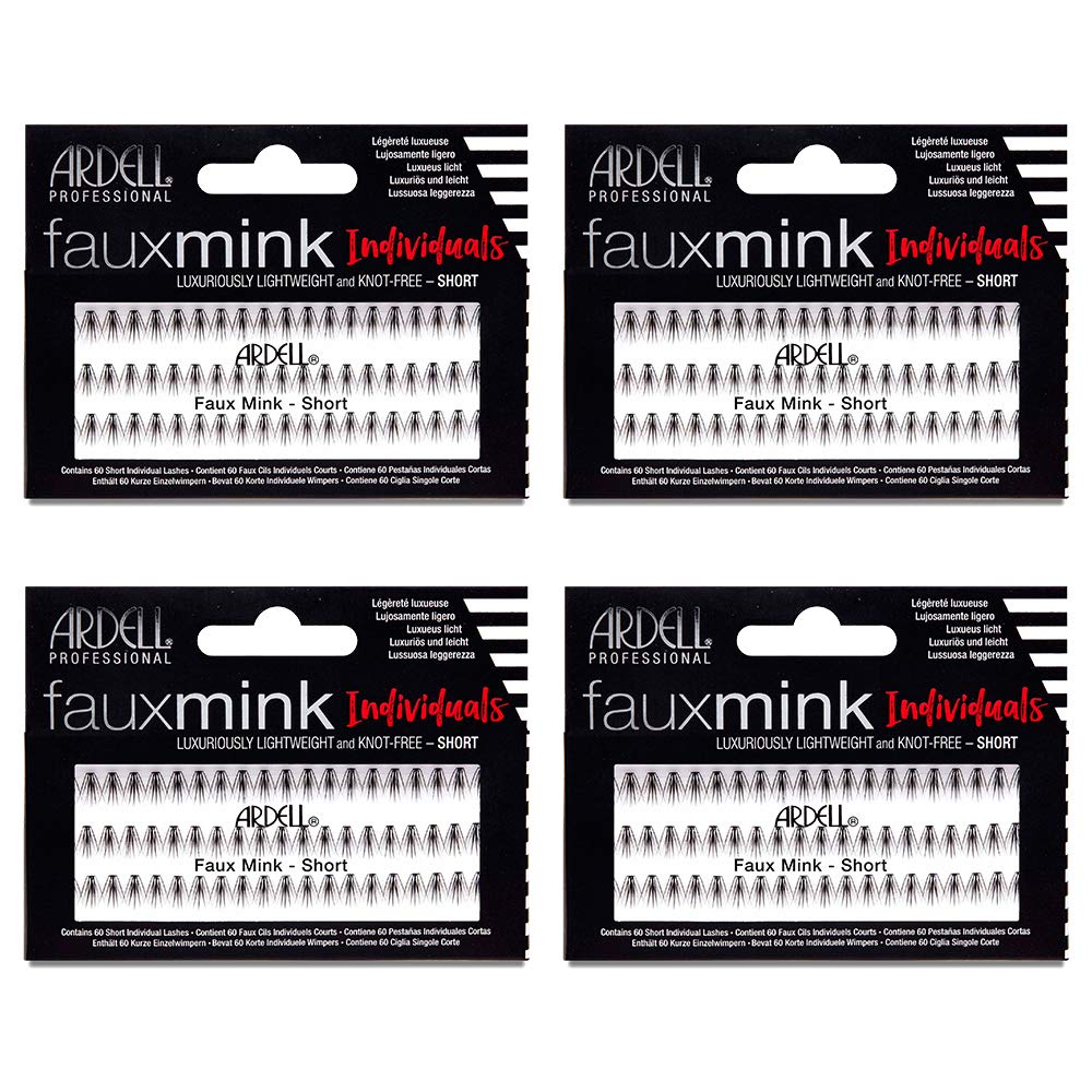 Ardell Faux Mink short black lashes 4-pack for a natural daytime look.