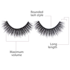 Ardell Mega Volume 252 lash style Striplash band shows elongated center lashes for eye brightness.