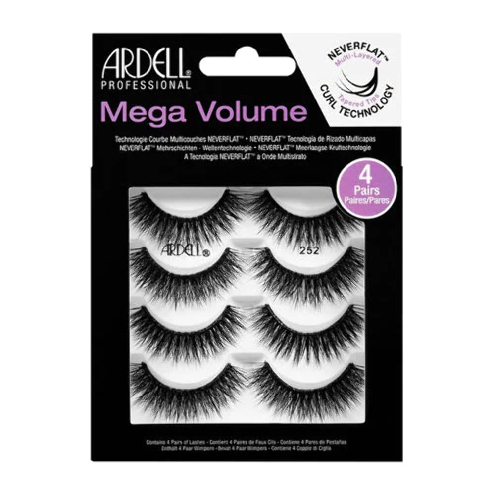Ardell Mega Volume 252 lashes pack—dramatic length for bold, all-day glam.