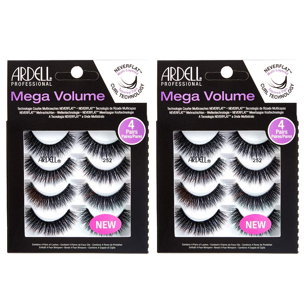 Ardell Mega Volume 252 pack close-up highlights dramatic full lashes for bold day-to-night looks.