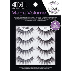 Ardell Mega Volume 253 lashes with a clear band delivering dramatic flutter for day-to-night glam
