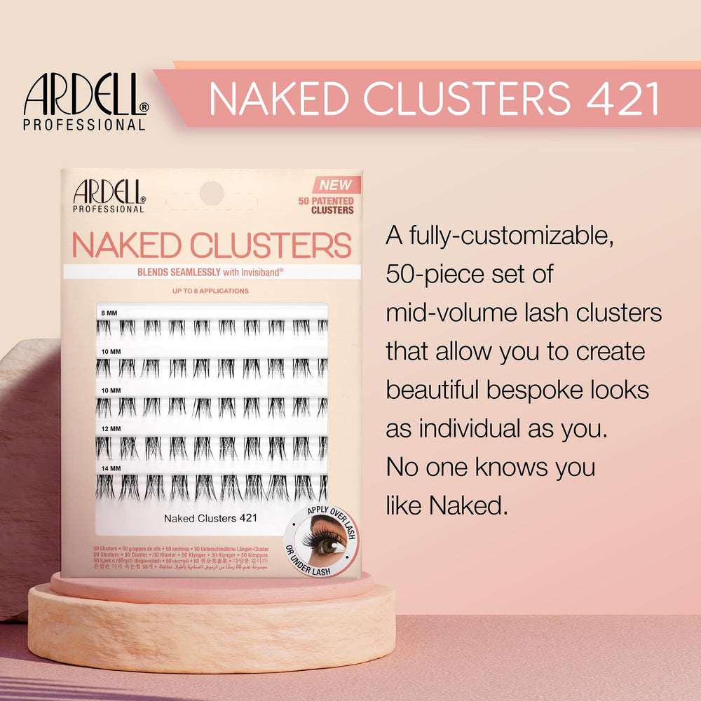 Pestañas en clúster Ardell 421 con longitudes ajustables para adaptar la mirada.