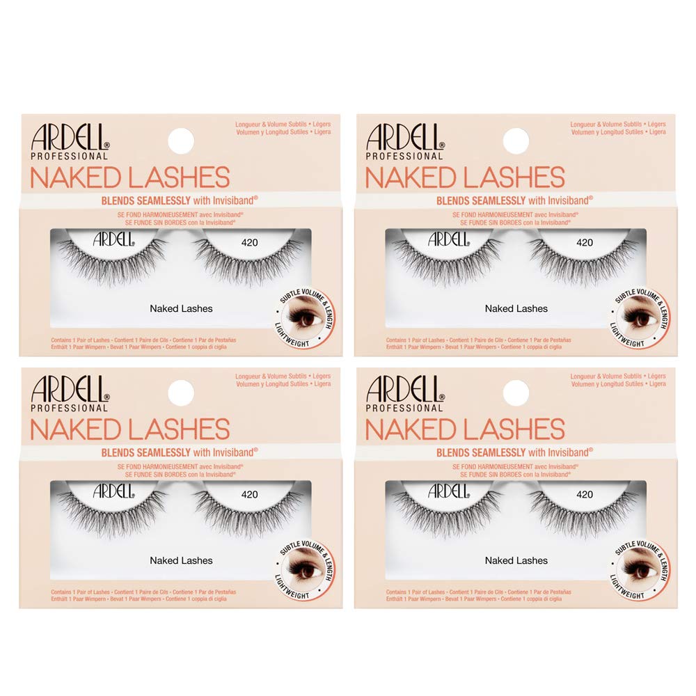 Ardell Naked Lashes 420 Invisiband closeup shows undetectable lash band for natural enhancement.