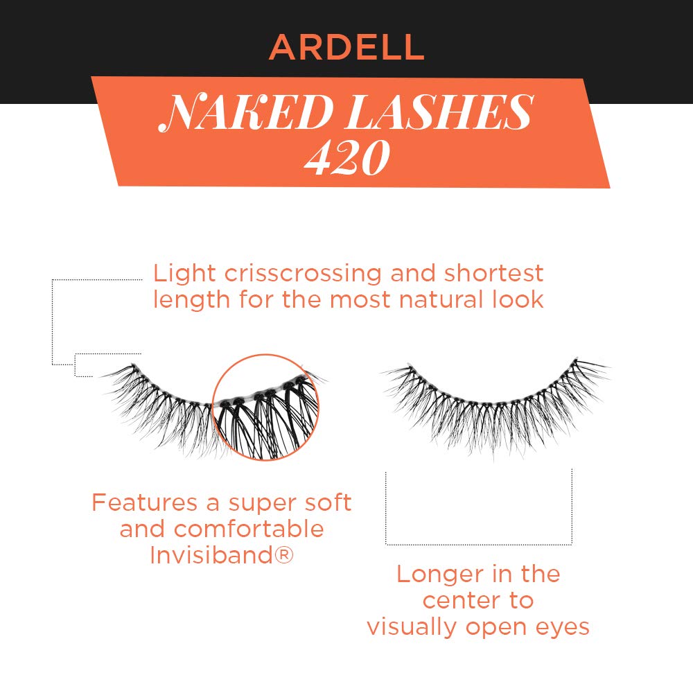 Ardell Naked Lashes 420 strip on-eye demonstrates seamless blend for a refreshed daytime look.